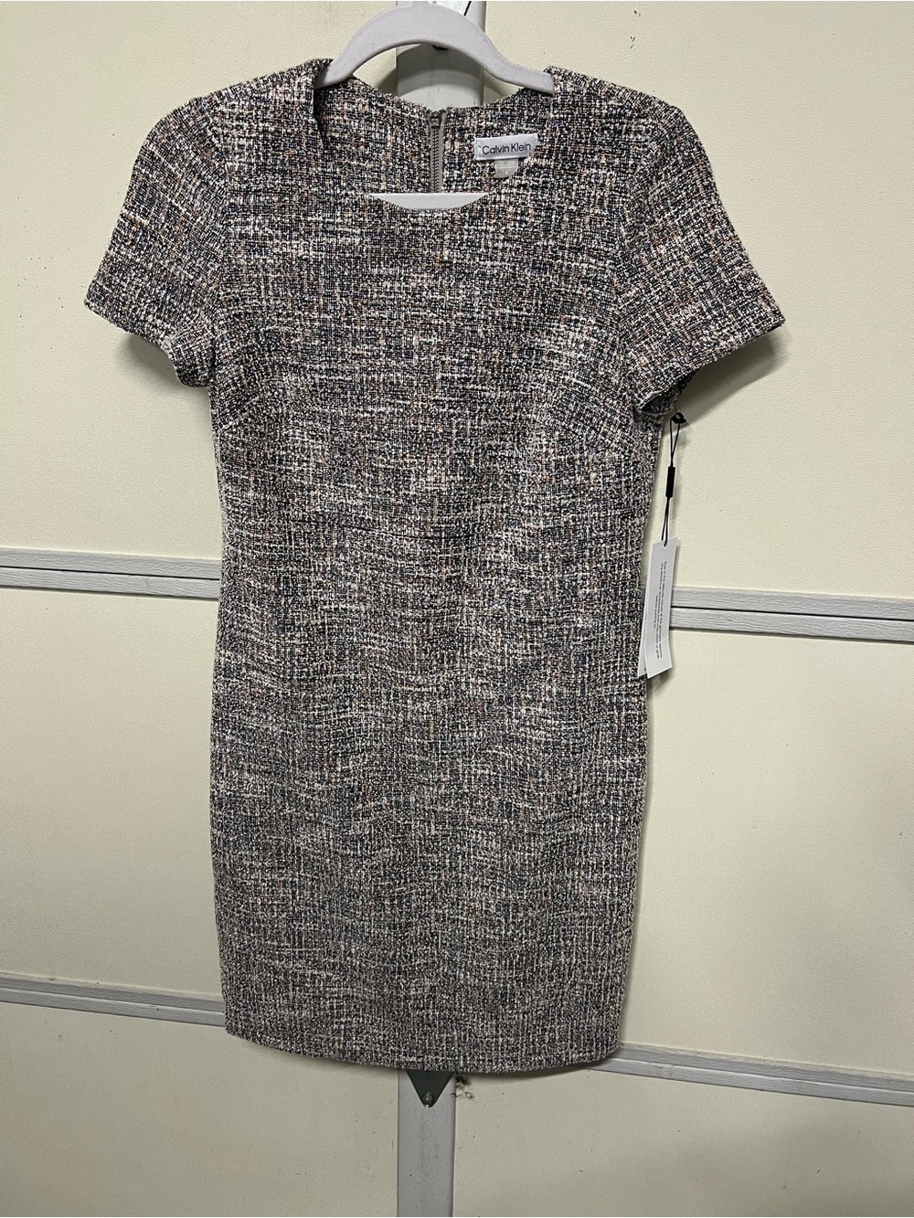 Calvin Klein Multicolor Tweed Short Sleeve Sheath Dress